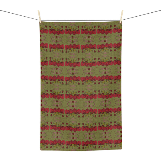 Red Berry Pattern Tea Towel